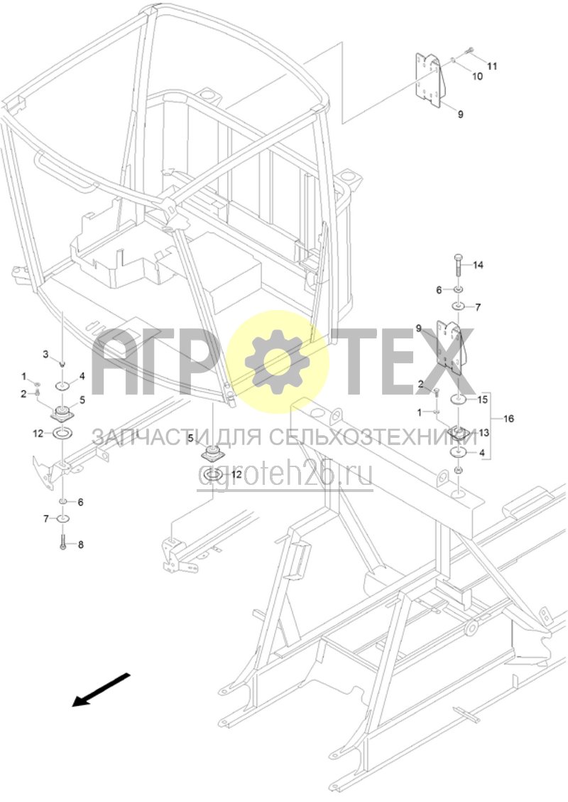 Чертеж  (RUS)Kabinenlagerung (standard) (ETB-022130) 