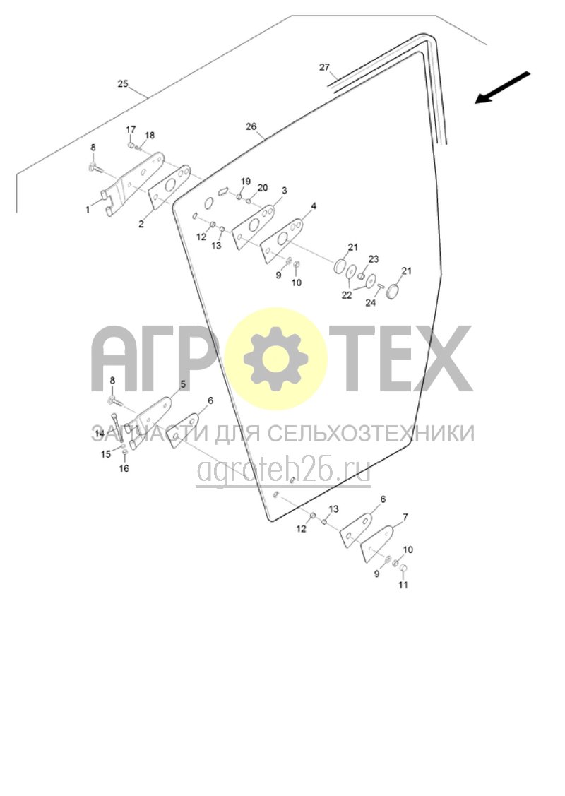 Чертеж  (RUS)Kabine Seitenwand rechts (ETB-022134) 