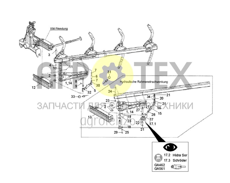  (RUS)Hinterpflug M mit Scherbolzenelement (mit XM-Wendung)/(C06, C025, C030) (ETB-022182)  (№21 на схеме)