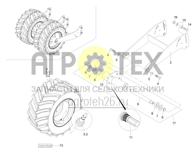  Комплект копирующих колес до 02.2020 (ETB-022455)  (№6 на схеме)