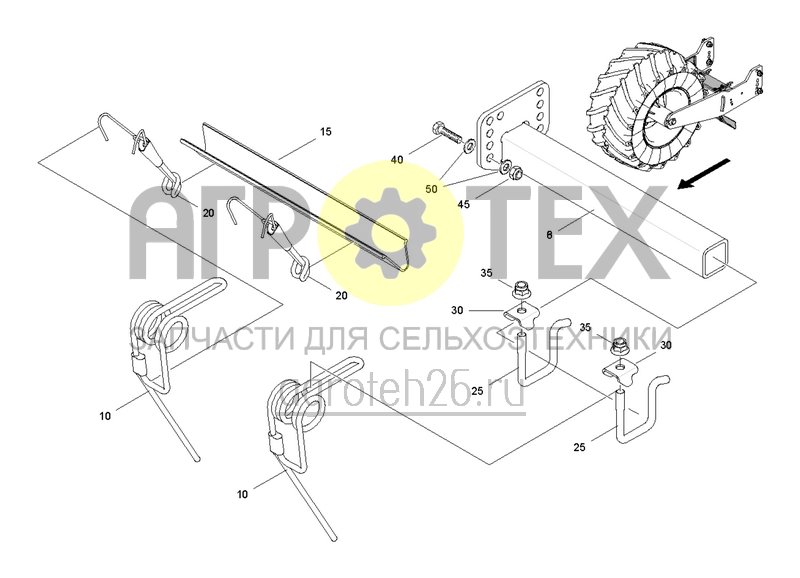  Комплект следорыхлителя с копирующим колесом Citan 12001-C/15001-C (ETB-022466)  (№10 на схеме)