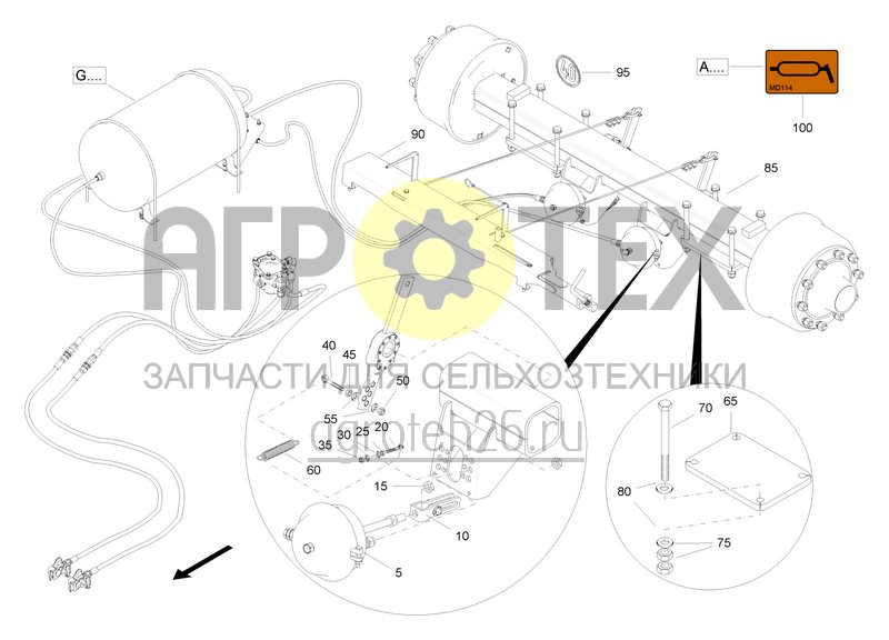  Ось с пневматической тормозной системой CIT 12001-C/15001-C 8000L (ETB-022489)  (№65 на схеме)