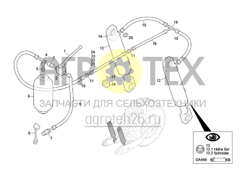 Чертеж  Гидравлика подъем ходовой части (ETB-022784) 