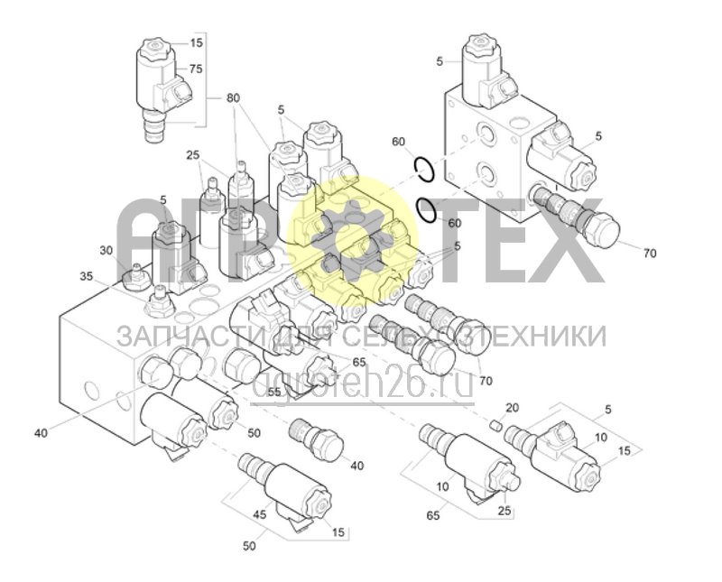 Чертеж  Блок клапанов с одной опцией (1) (ETB-023146) 