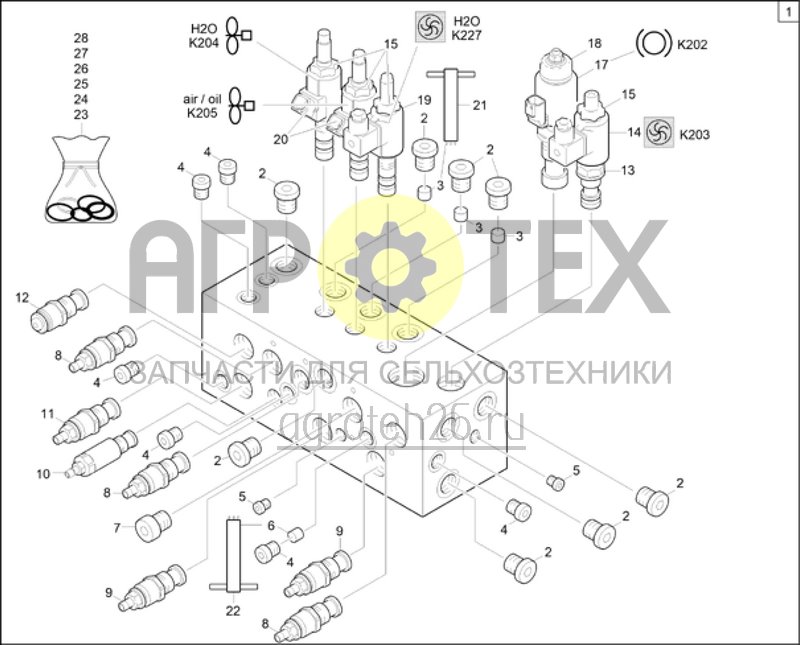  Блок управления гидродвигателями (1) (ETB-023149)  (№5 на схеме)