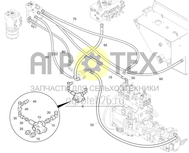  Гидравлическое рулевое управление (ETB-023154)  (№85 на схеме)