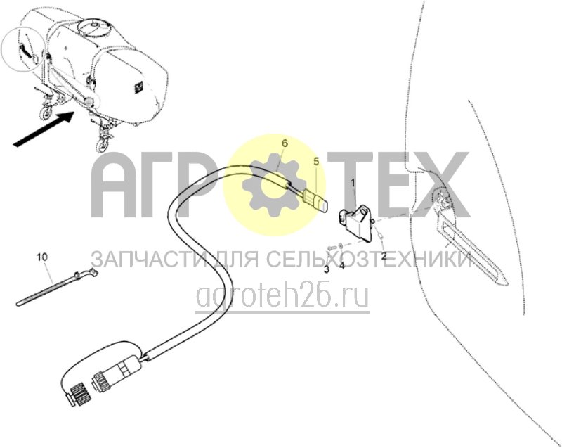 Чертеж  Комплект шлангов для FlowControl (3) датчик угла поворота (ETB-023272) 