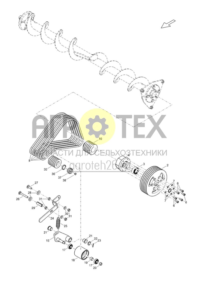  Привод ротора / поперечного шнека (ETB-023344)  (№25 на схеме)