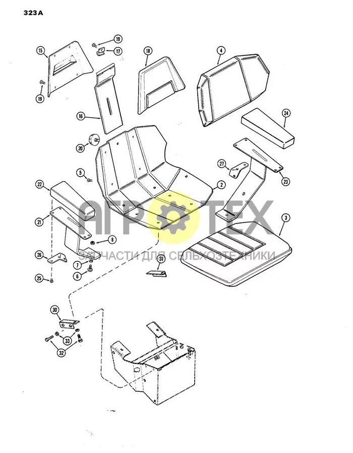323A - СИДЕНЬЕ AGRI KING, ВИНИЛОВОЕ, без КАБИНЫ, ПЕРВЫЙ ПОДЕРЖАННЫЙ ТРАКТОР, АРТИКУЛ 8693001 (№8 на схеме)