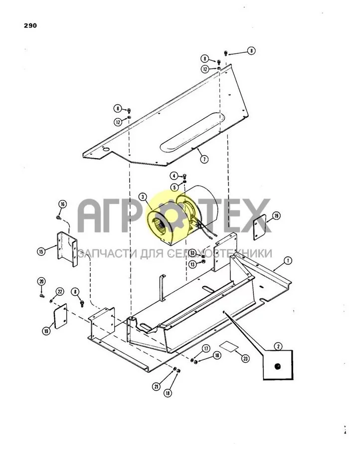 290 - CAB, PLENUM, WITHOUT HEATER OR AIR CONDITIONER, FIRST USED CAB SERIAL NUMBER 7814176 (№18 на схеме)