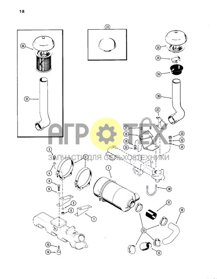 018 - AIR INDUCTION SYSTEM, (336B) DIESEL ENGINE (№33 на схеме)