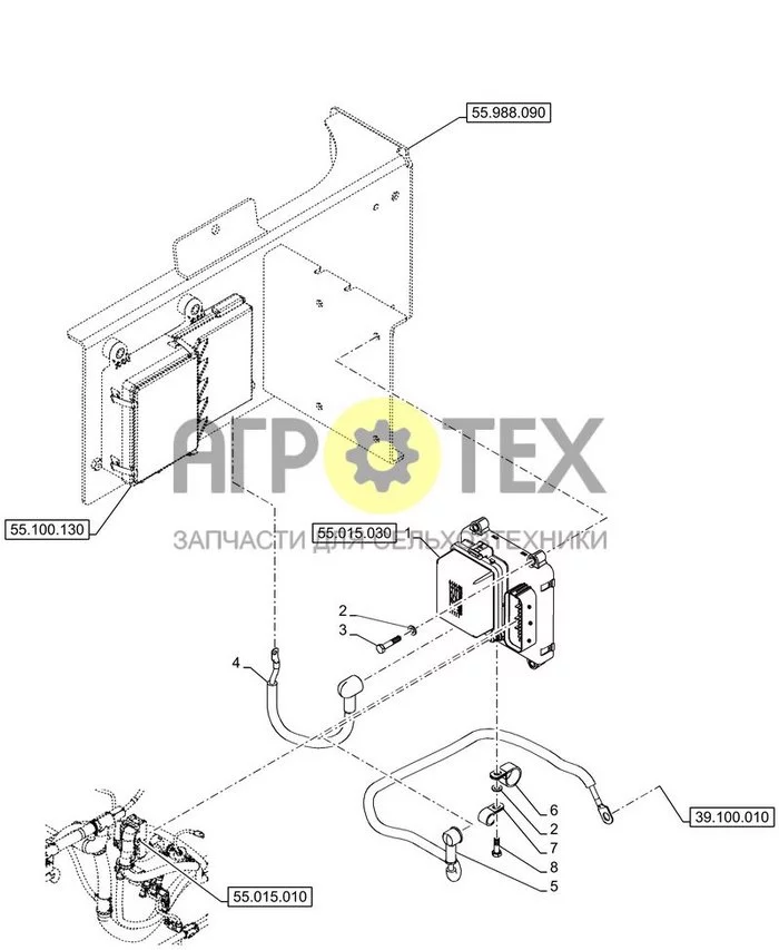 55.015.020 - VAR - 749934, 749935, 749937, 749938, 749942, 749943, 749944, 749945,749946, 749947, 749948 - КОРОБКА ПРЕДОХРАНИТЕЛЕЙ, МОДУЛЬ УПРАВЛЕНИЯ, ВЕНТИЛЯТОР, КРЕПЛЕНИЕ ; (Var) 749940001, 749941001, 749964001, 749965001 ; (Tech Type) FARMLIFT 633 (№2 на схеме)