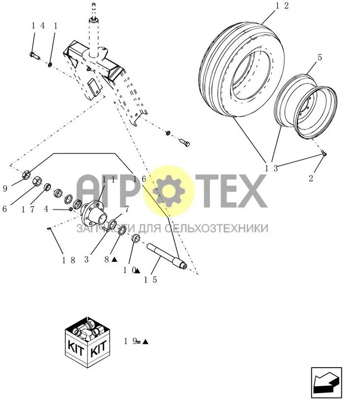 1.150.3 - CASTER HUB AND SPINDLE ASSEMBLY (№14 на схеме)