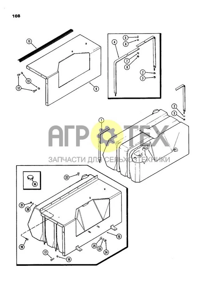 108 - КРЫШКИ И ОПОРЫ ТОПЛИВНОГО БАКА, ДИЗЕЛЬНЫЙ ДВИГАТЕЛЬ (401B) (№3 на схеме)