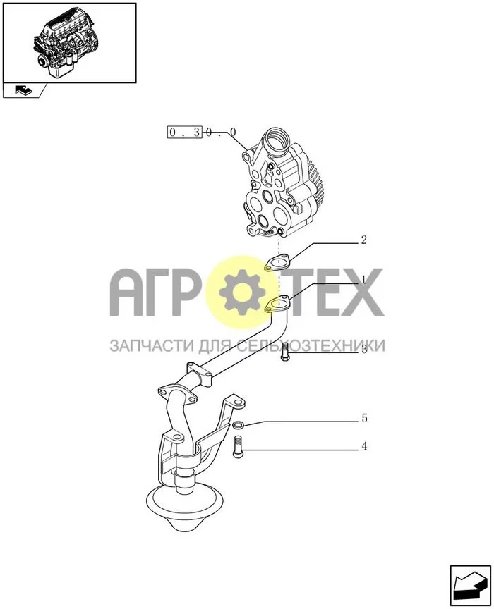 0.30.5 - ТРУБОПРОВОД МАСЛЯНОГО НАСОСА (99478455) (№3 на схеме)