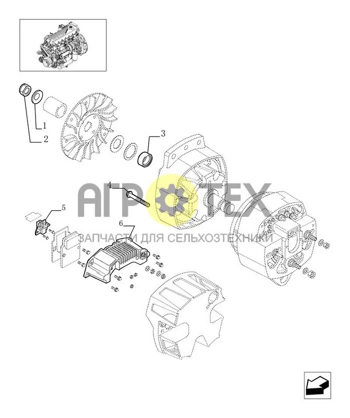 0.40.0/A[01] - ALTERNATOR -  COMPONENTS  (504073358) (№5 на схеме)