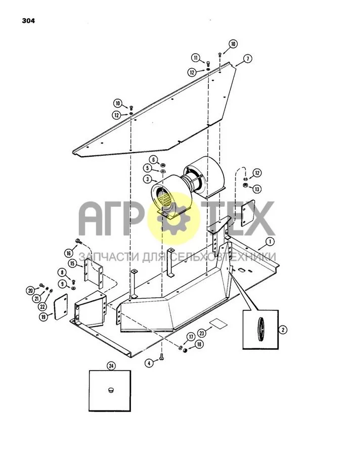 304 - CAB, PLENUM, WITHOUT HEATER OR AIR CONDITIONER, BETTENDORF (№6 на схеме)