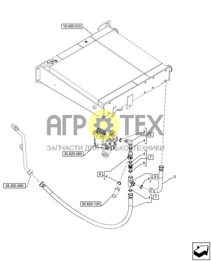 35.820.130 - VAR - 749772 - РЕВЕРСИВНЫЙ ВЕНТИЛЯТОР, РАДИАТОР, ГИДРАВЛИЧЕСКИЙ ТРУБОПРОВОД, МОТОР ; (Tech Type) FARMLIFT 633 (№4 на схеме)