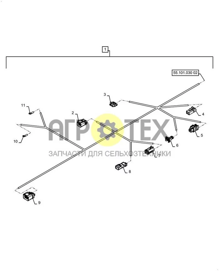 55.101.030[01] - БАШНЯ, ЭЛЕКТРИЧЕСКИЙ, ШАССИ, ПРАВ., ЖГУТ ПРОВОДОВ, РАЗЪЕМ ; (Tech Type) SR175B SKID STEER LOADER - STAGE 5 EU (№4 на схеме)