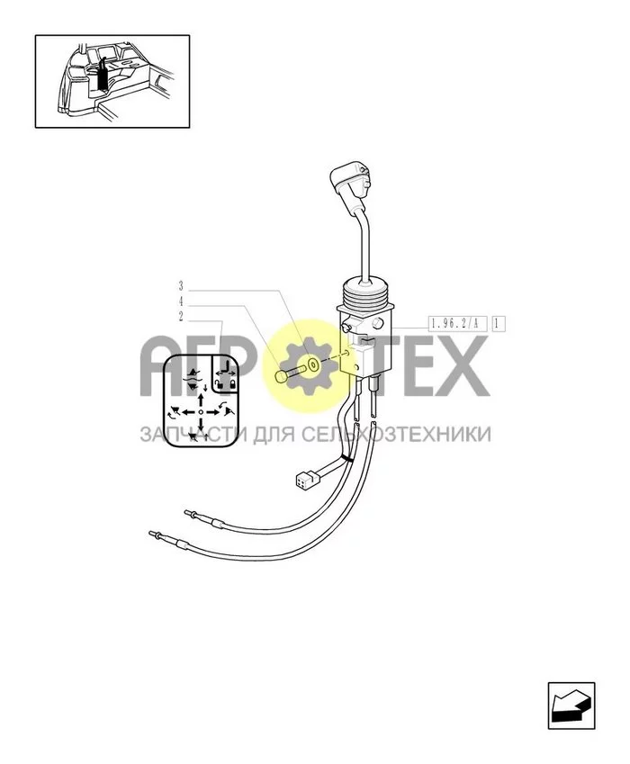 1.96.2[01] - (ВАР.075-076) ПРИСПОСОБЛЕНИЕ ДЛЯ ДЖОЙСТИКА ПОГРУЗЧИКА (№3 на схеме)