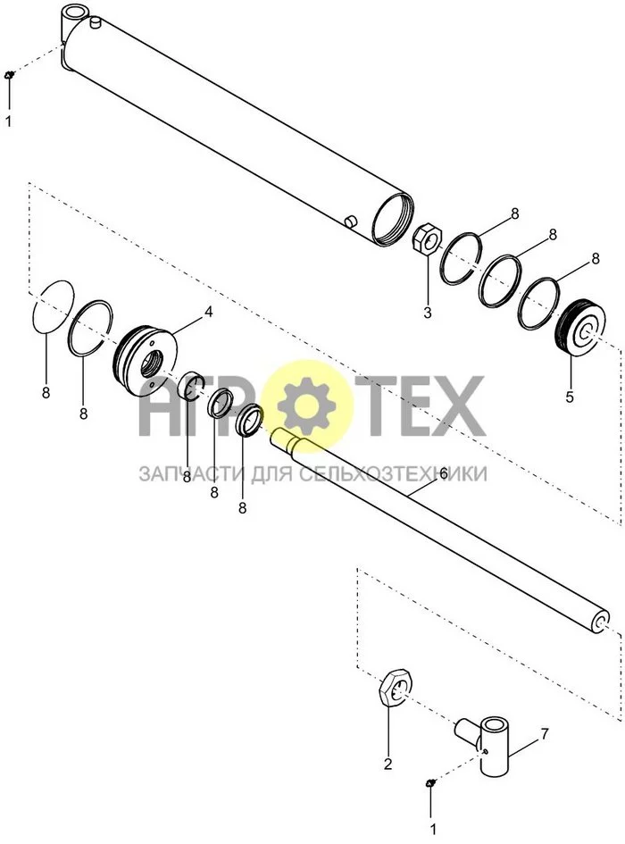 35.116.13 - HYDRAULICS - CYLINDER 87462245, 5 1/2' X 41 1/4' - 24 ROW FOLD (№2 на схеме)