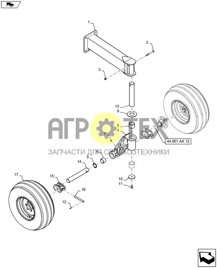 44.901.AA[16] - НАПРАВЛЯЮЩАЯ ДЛЯ КОЛЕС С ВЫСОКОЙ ПОСАДКОЙ ; (Var) 5CL06FB (№12 на схеме)