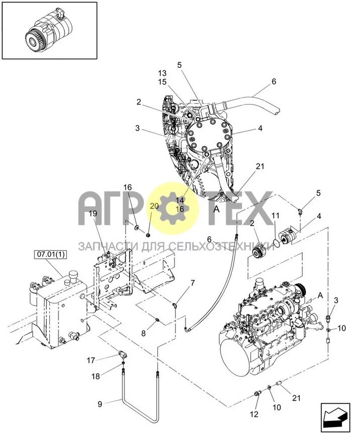 07.10[1] - AUXILIARY ENGINE-MOUNTED HYDRAULIC DRIVE (№16 на схеме)