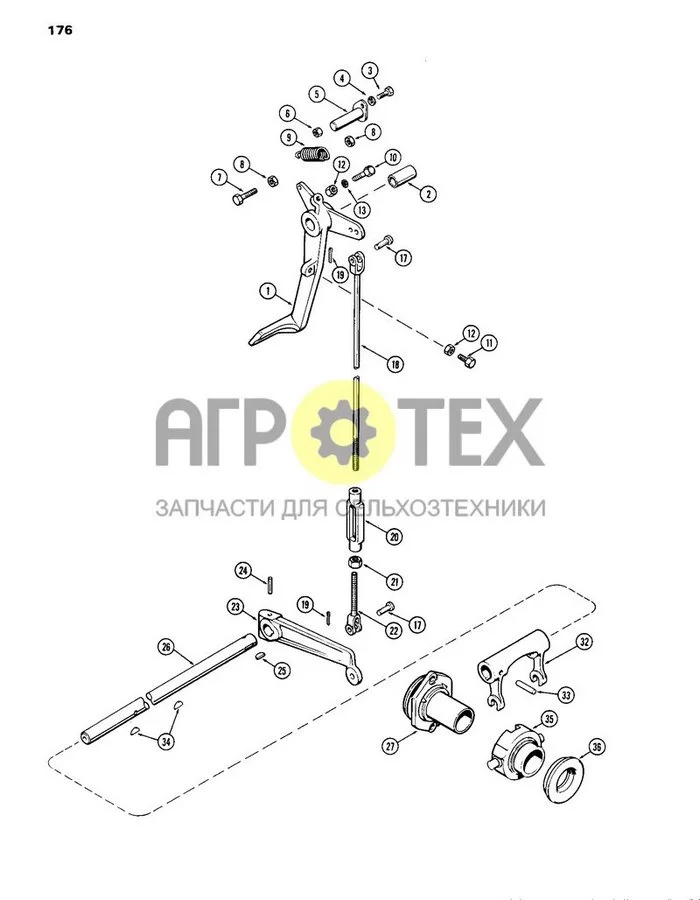 176 - ОРГАНЫ УПРАВЛЕНИЯ СЦЕПЛЕНИЕМ, МЕХАНИЧЕСКОЕ ПЕРЕКЛЮЧЕНИЕ (№21 на схеме)