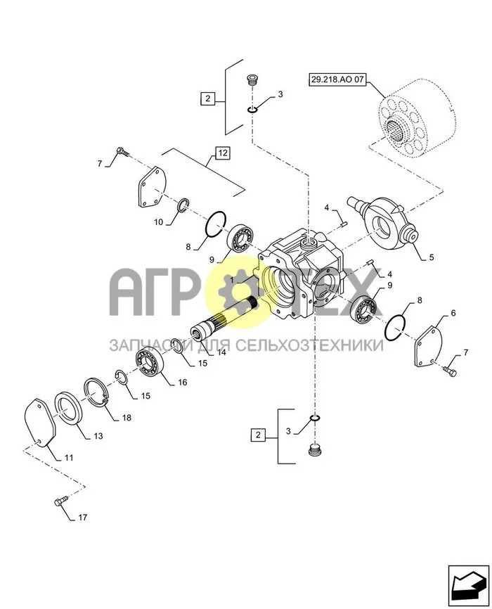 29.218.AO[08] - НАСОС ГИДРОСТАТИКИ, 35CC DISPLACEMENT CONTROL, ЗАДН. (SR130 - SV185) (№3 на схеме)