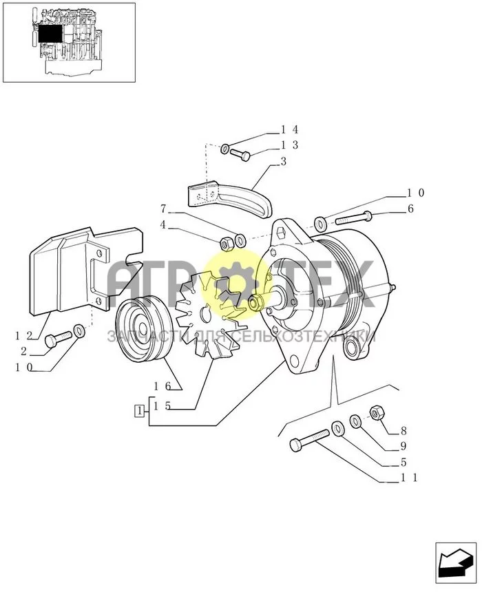 0.40.0 - ALTERNATOR MOUNTING (№9 на схеме)