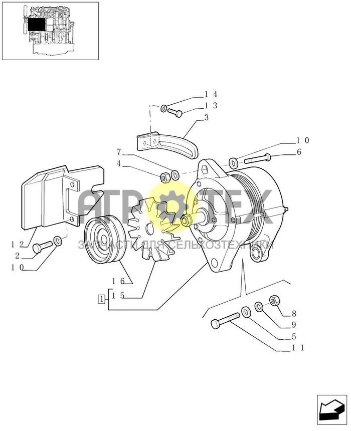 0.40.0 - ALTERNATOR MOUNTING (№10 на схеме)