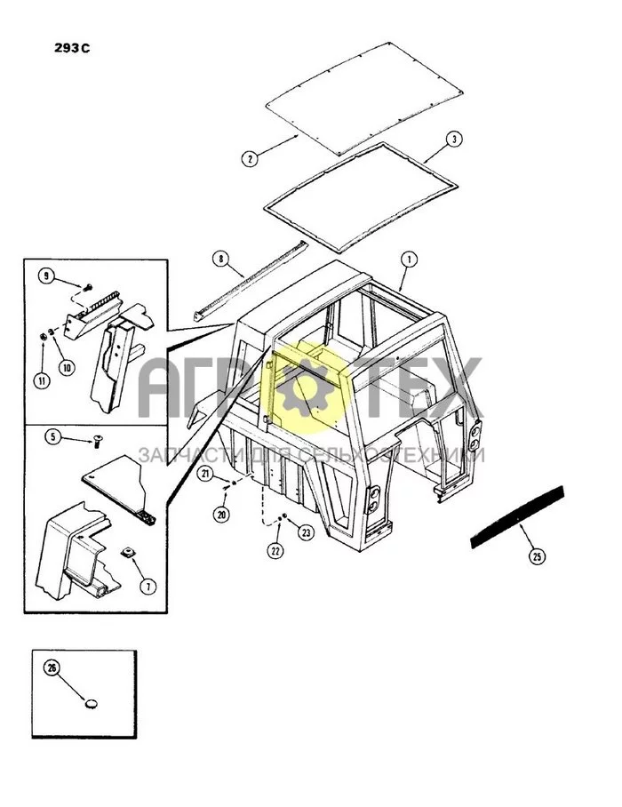 293C - CAB, UPPER SHEET METAL, HINSON (№11 на схеме)