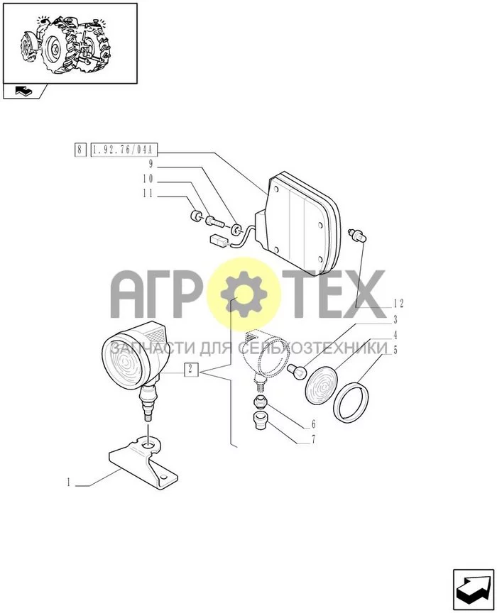 1.92.76/04 - ГАБАРИТНЫЕ ОГНИ ДЛЯ АВТОМОБИЛЕЙ С ПЕРЕДНИМ ПРИВОДОМ - NA - ЗАДНИЕ ФОНАРИ - L/CAB (АРТИКУЛ 333715) (№12 на схеме)