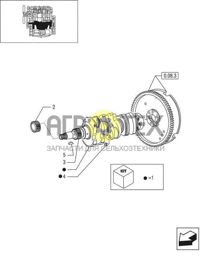 0.08.0/03[01] - КОЛЕНЧАТЫЙ ВАЛ - ДВИГАТЕЛЬ УРОВНЯ 1 (№5 на схеме)