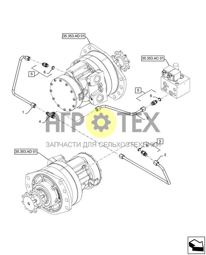 35.353.AC[05] - ДВУХСКОРОСТНОЙ ТРУБОПРОВОДЫ ; (Var) 107W140C01, 107W140D01, 108W140C01, 108W140D01, 109W140C01, 109W140D01, 113W140C02, 113W140D02, 114W140C02, 114W140D02, 120W140C01, 120W140D01 (№6 на схеме)