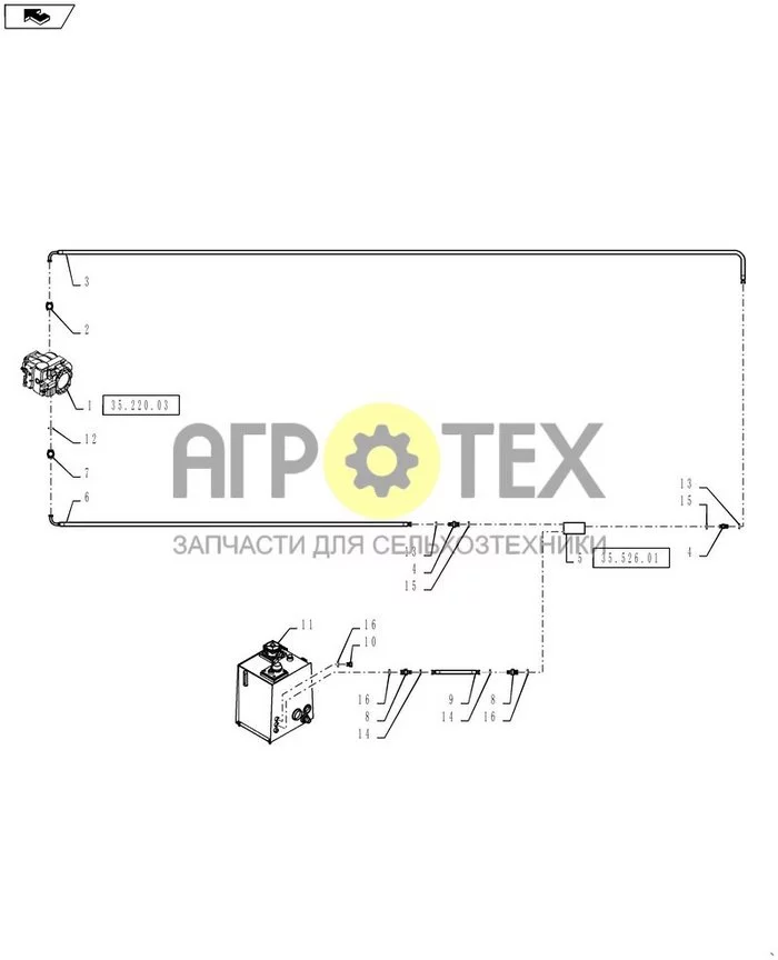 35.526.04 - FAN LOOP HYDRAULICS, SUPPLY AND RETURN, 3 WHEELER (№15 на схеме)