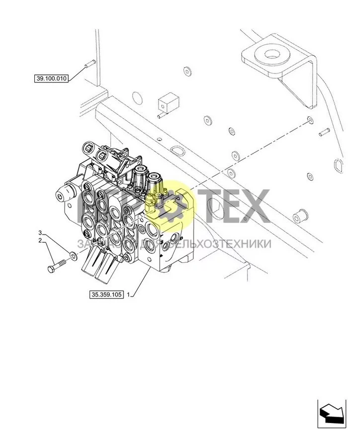 35.359.100 - VAR - 749767 - КЛАПАН, УПР. НАПР. ПОТОКА ; (Tech Type) FARMLIFT 633 (№3 на схеме)