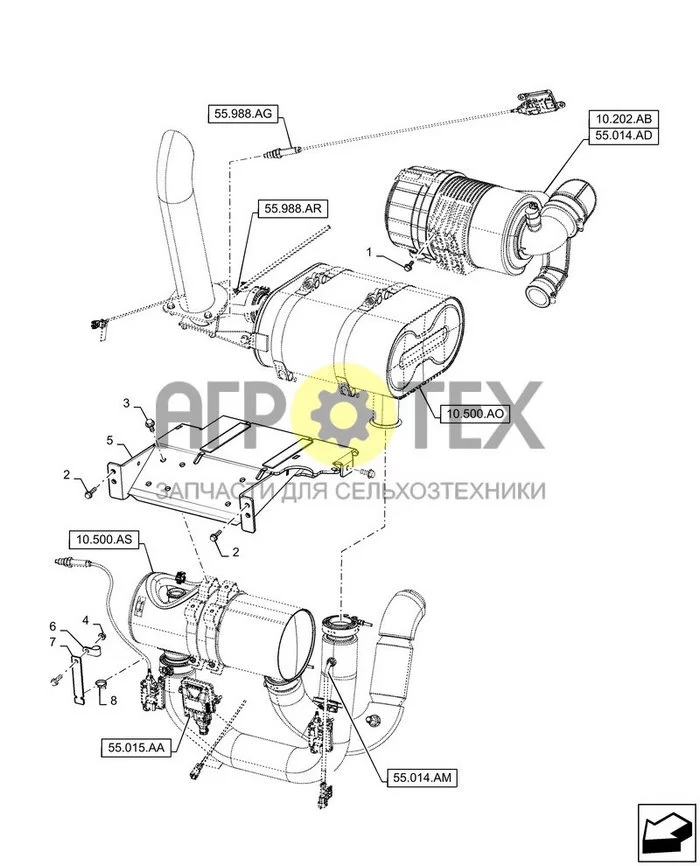 10.254.AD - ВПУСКНОЙ И ВЫПУСКНОЙ КОЛЛЕКТОР, КРЕПЛЕНИЕ ; (Var) 107W002B01, 109W002B01, 111W002B01, 112W002B01, 114W002B02, 116W002B02 (№4 на схеме)