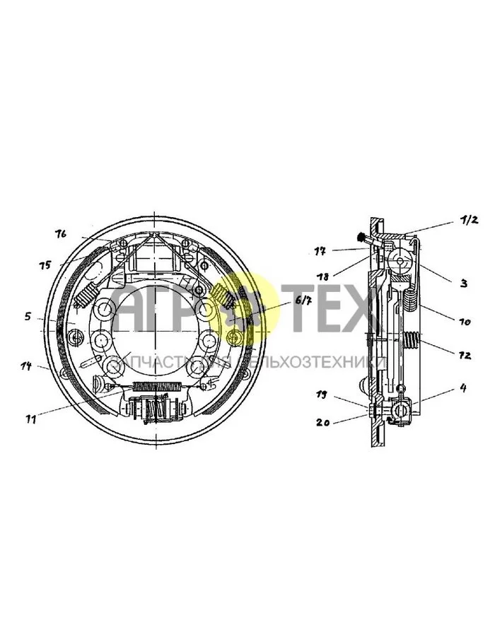 176 - BRAKE - STEERING AXLE (№15 на схеме)