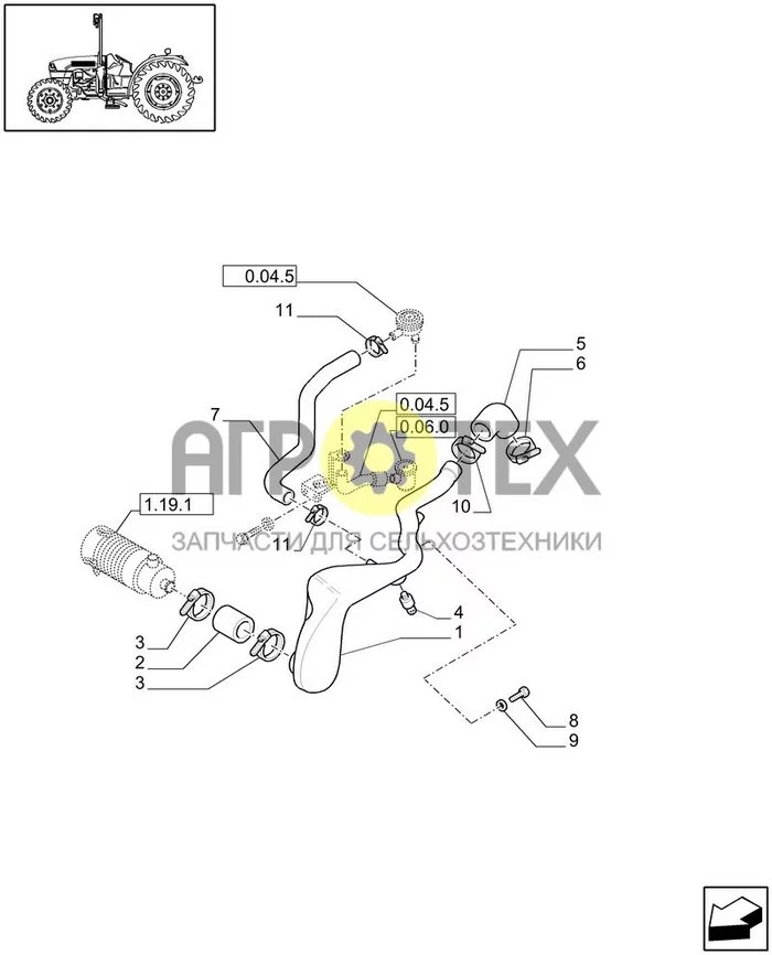 1.19.7[01] - ТРУБОПРОВОД ВОЗДУХООЧИСТИТЕЛЯ (№9 на схеме)