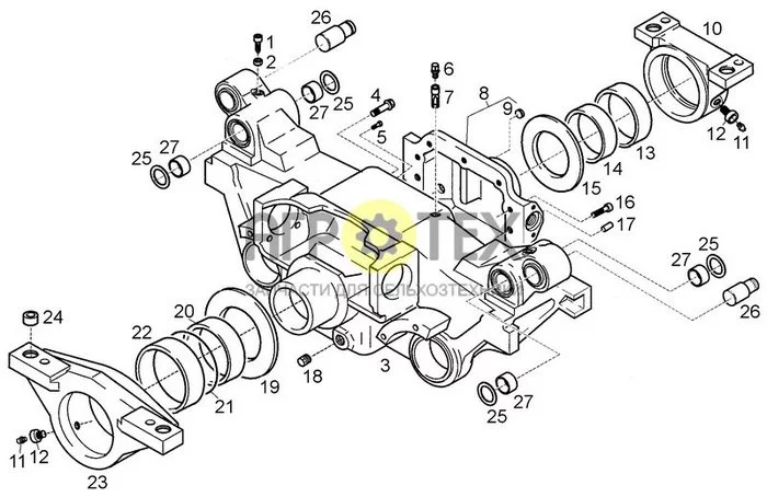 05-13[01] - FRONT AXLE HOUSING FOR SPRING-ACTIONED FRONT AXLES 'B,C' (№5 на схеме)