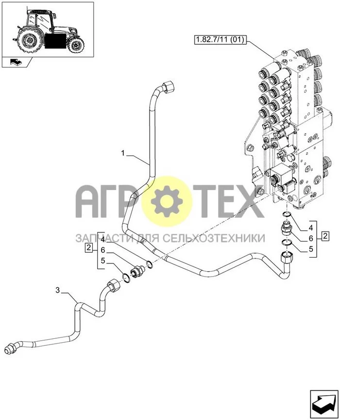 1.82.7/16 - ELECTRONICALLY-CONTROLLED LIFT - PIPES (№4 на схеме)