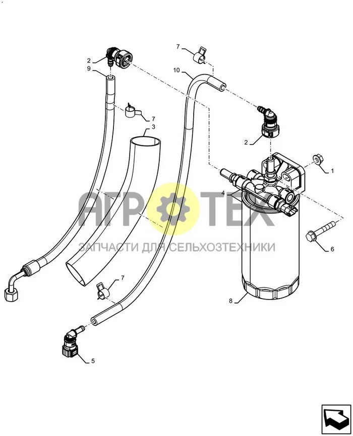 10.206.010 - ТОПЛИВНЫЙ ФИЛЬТР ; (Var) 506W001A01 ; (Tech Type) SR240B SKID STEER LOADER - STAGE 5 EU (№1 на схеме)