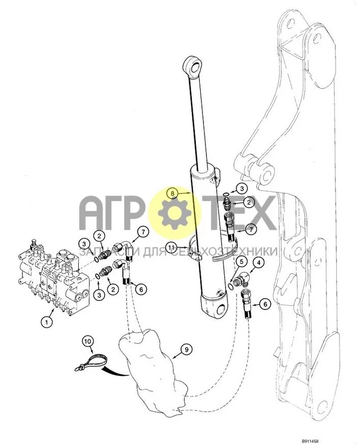 08-51 - ГИДРАВЛИЧЕСКАЯ СИСТЕМА - ЦИЛИНДР ПОГРУЗЧИКА-ЭКСКАВАТОРА (D125) (№3 на схеме)