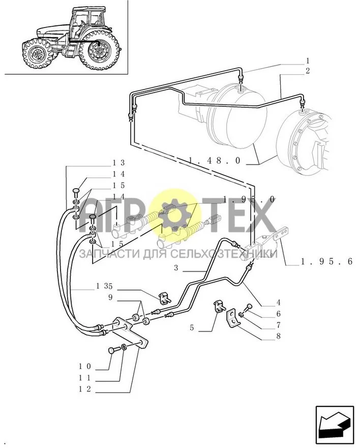 1.68.5 - ТОРМОЗНОЙ ТРУБОПРОВОД - 2 WD (№11 на схеме)