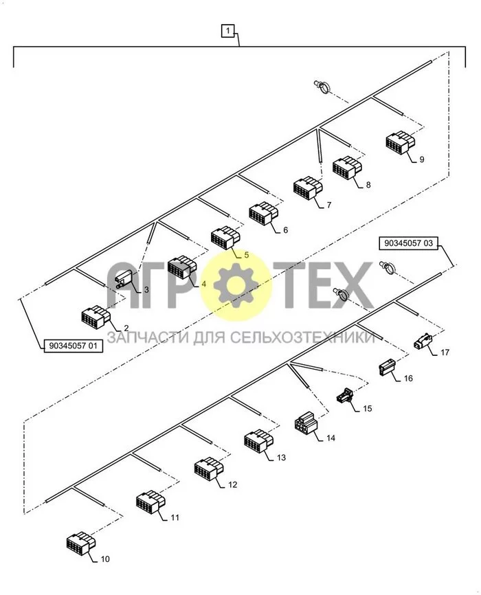 55.510.070[02] - КАБИНА, ЖГУТ ПРОВОДОВ, В СБОРЕ ; (Tech Type) TR270B COMPACT TRACK LOADER - STAGE 5 EU (№17 на схеме)