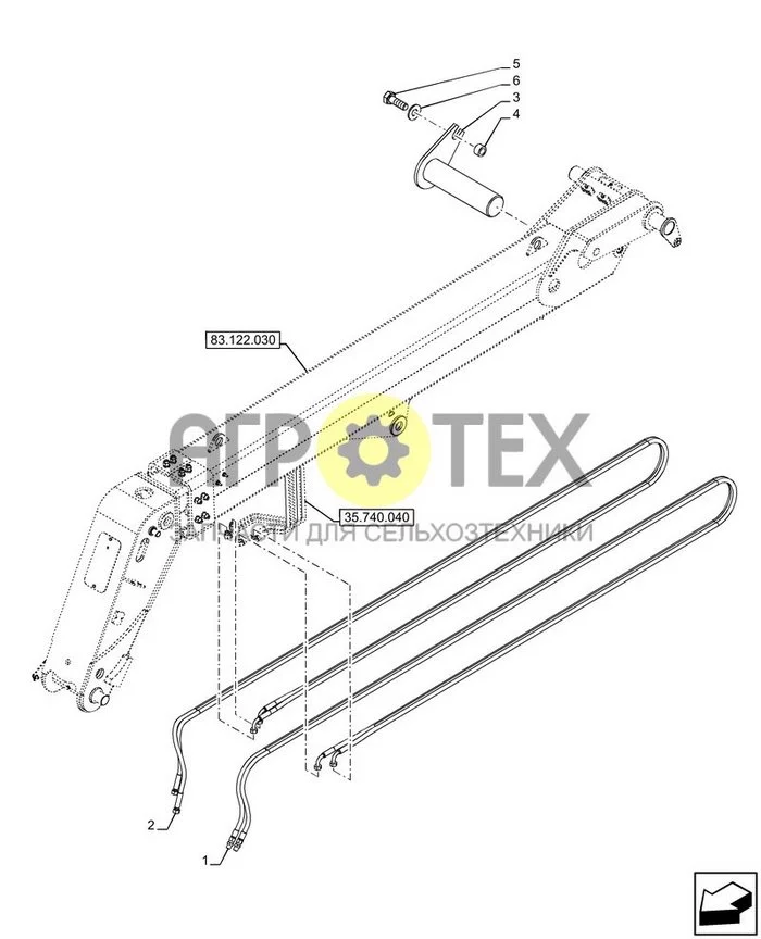 35.525.020 - VAR - 749937, 749938, 749946, 749947 - ВСПОМОГАТЕЛЬНАЯ ГИДРАВЛИКА, ТРУБОПРОВОД (7M) ; (Var) 749941001, 749965001 ; (Tech Type) FARMLIFT 633 (№6 на схеме)