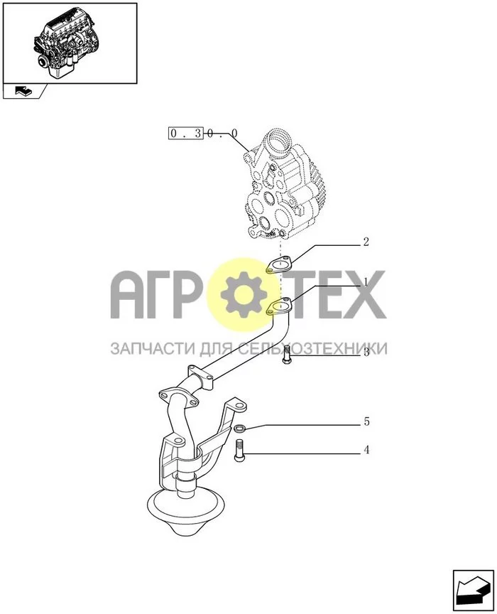 0.30.5 - ТРУБОПРОВОД МАСЛЯНОГО НАСОСА (99478455) (№3 на схеме)