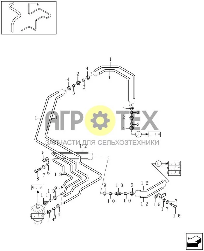 08.29[01] - ГИДРАВЛИЧЕСКИЕ ТРУБОПРОВОДЫ ДЛЯ РУЛЕВОГО КЛАПАНА (№17 на схеме)