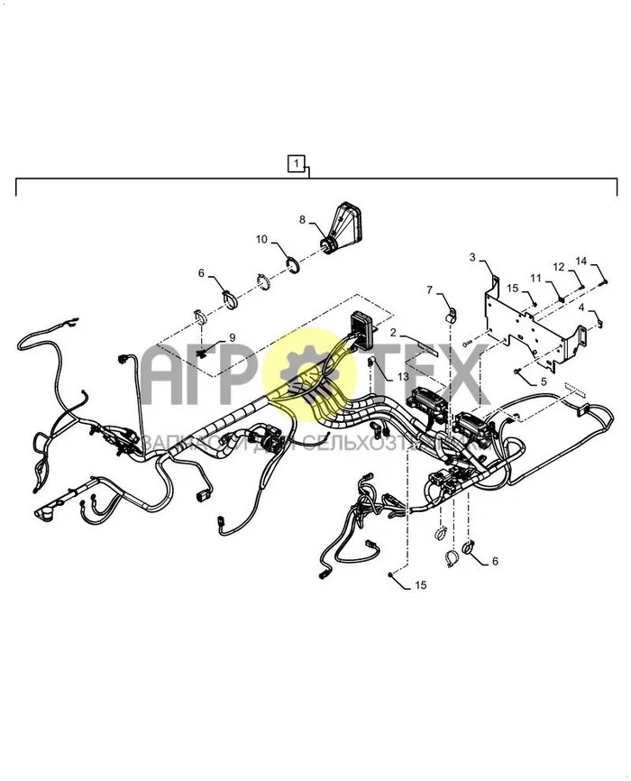 55.101.040 - ЖГУТ ПРОВОДОВ, ШАССИ, МЕХАНИЧЕСК., В СБОРЕ ; (Var) 504W002E01, 505W002E02, 509W002E01, 510W002E01, 511W002E02 ; (Tech Type) TR270B COMPACT TRACK LOADER - STAGE 5 EU (№15 на схеме)